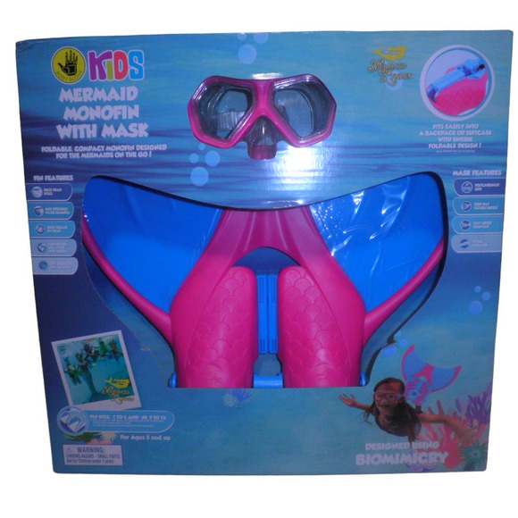 Kids' Mermaid Monofin with Mask & Fins, Pink/Blue, by Body Glove, NIB - Picture 5 of 12